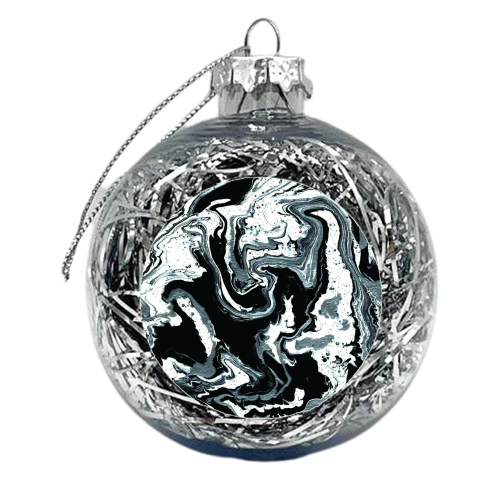 Black Marble Ink - xmas bauble by Lily Humphreys