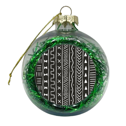 Black Mudcloth - xmas bauble by Alice Palazon