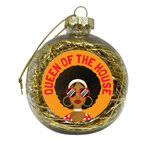 Black Queen of the House Gift - xmas bauble by AbiGoLucky