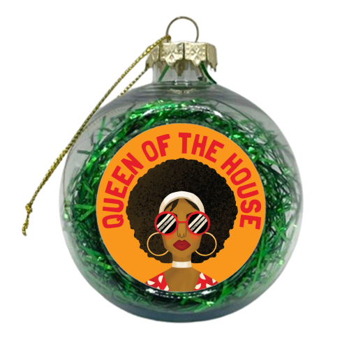 Black Queen of the House Gift - xmas bauble by AbiGoLucky