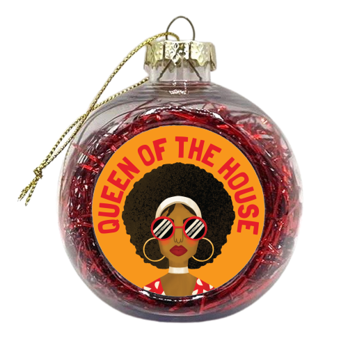 Black Queen of the House Gift - xmas bauble by AbiGoLucky
