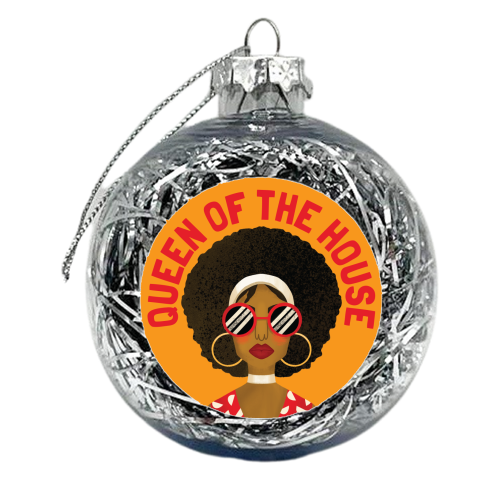 Black Queen of the House Gift - xmas bauble by AbiGoLucky