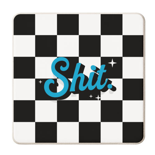 Black shit checkerboard - personalised beer coaster by The Girl Next Draw