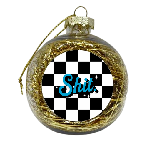 Black shit checkerboard - xmas bauble by The Girl Next Draw