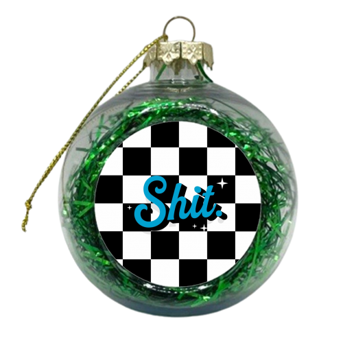 Black shit checkerboard - xmas bauble by The Girl Next Draw