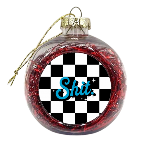 Black shit checkerboard - xmas bauble by The Girl Next Draw