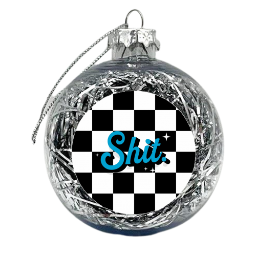 Black shit checkerboard - xmas bauble by The Girl Next Draw