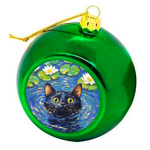 Black water Lilly - colourful christmas bauble by DejaReve