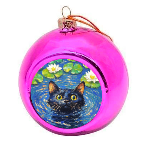 Black water Lilly - colourful christmas bauble by DejaReve