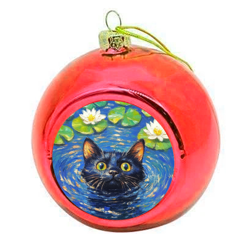 Black water Lilly - colourful christmas bauble by DejaReve