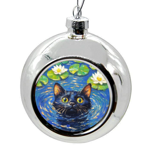 Black water Lilly - colourful christmas bauble by DejaReve