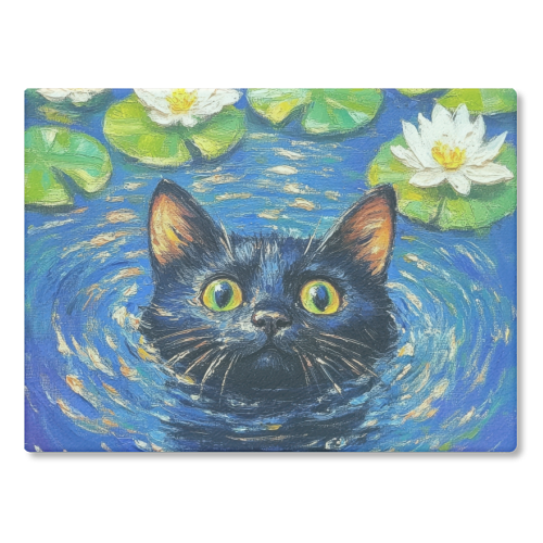Black water Lilly - glass chopping board by DejaReve