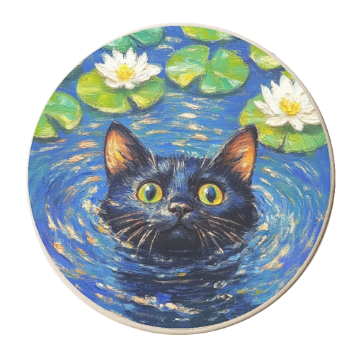 Black water Lilly - personalised beer coaster by DejaReve