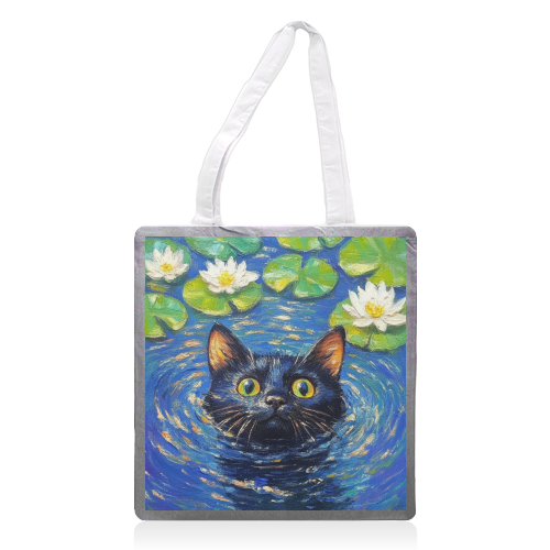 Black water Lilly - printed canvas tote bag by DejaReve