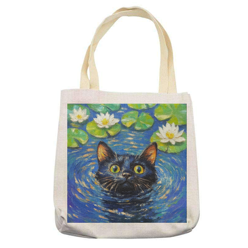 Black water Lilly - printed canvas tote bag by DejaReve