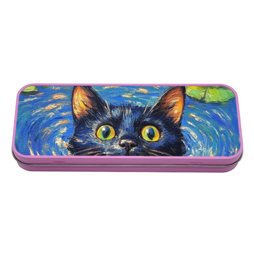 Black water Lilly - tin pencil case by DejaReve