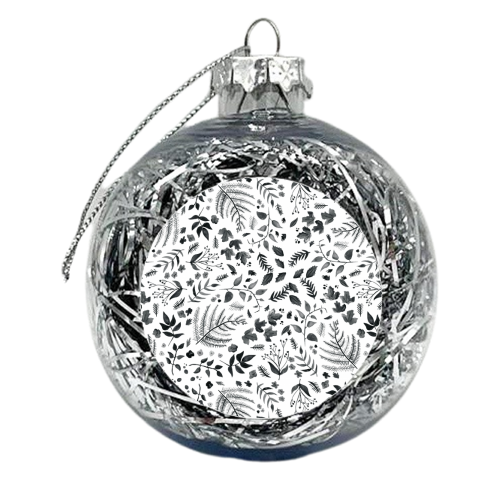 Black & White Leaves - xmas bauble by Amy Harwood