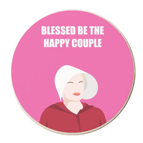 Blessed Be The Happy Couple - personalised beer coaster by Adam Regester