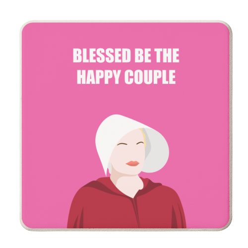 Blessed Be The Happy Couple - personalised beer coaster by Adam Regester