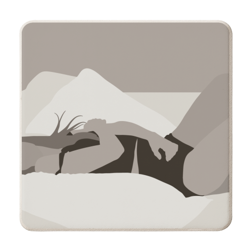 Blonde laying in bed - personalised beer coaster by The Girl Next Draw