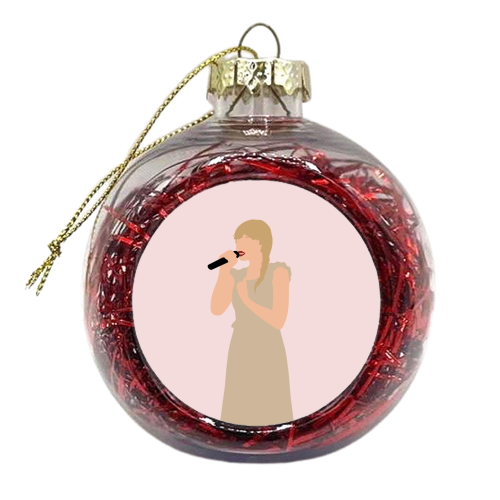 Blonde Star Swift Mustard Evermore - xmas bauble by The Girl Next Draw