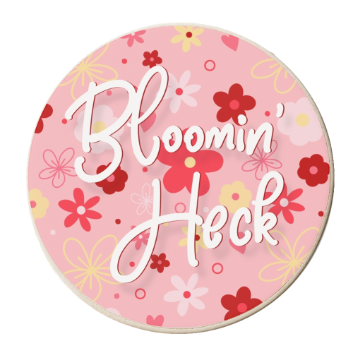 Bloomin heck pink floral print - personalised beer coaster by The Girl Next Draw