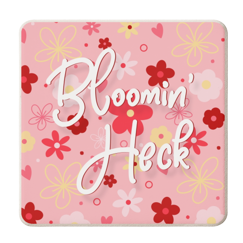 Bloomin heck pink floral print - personalised beer coaster by The Girl Next Draw