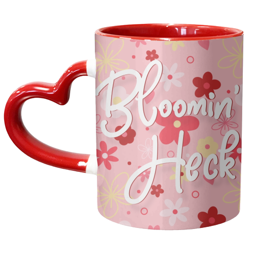 Bloomin heck pink floral print - unique mug by The Girl Next Draw