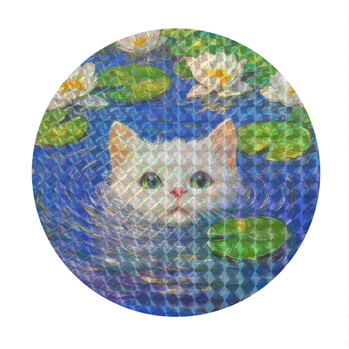 Blooming White Cat - Circle Sticker by DejaReve