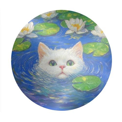Blooming White Cat - Circle Sticker by DejaReve
