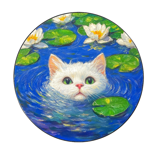 Blooming White Cat - Circle Sticker by DejaReve