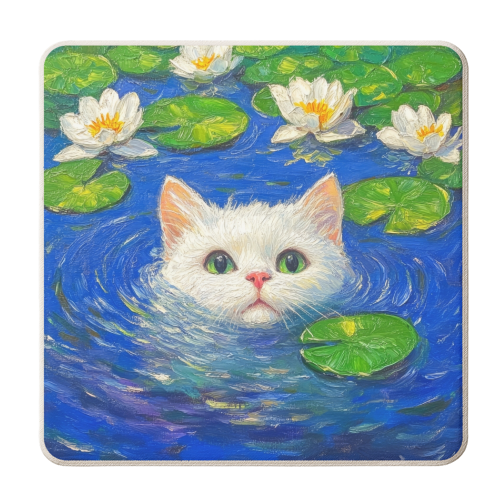 Blooming White Cat - personalised beer coaster by DejaReve