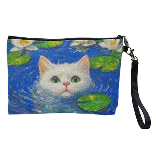 Blooming White Cat - pretty makeup bag by DejaReve