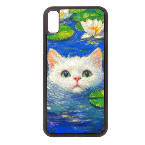Blooming White Cat - stylish phone case by DejaReve