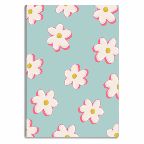 Blue and Pink Daisy Pattern - personalised A4, A5, A6 notebook by Hollie Mills