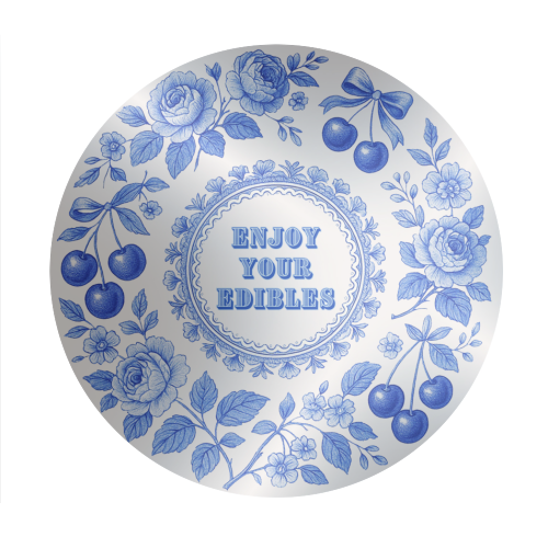 Blue and White Vintage Plate - Circle Sticker by Lilly Rose