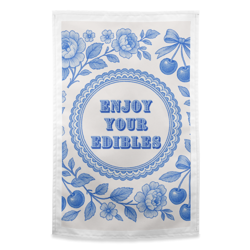 Blue and White Vintage Plate - funny tea towel by Lilly Rose