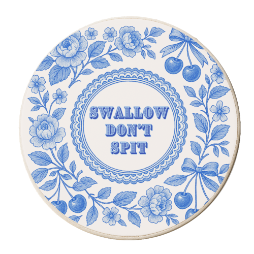 Blue and White Vintage Plate - personalised beer coaster by Lilly Rose