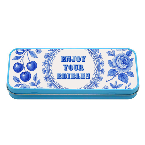 Blue and White Vintage Plate - tin pencil case by Lilly Rose