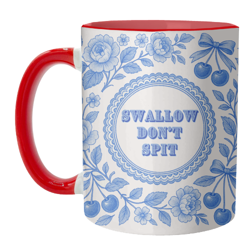 Blue and White Vintage Plate - unique mug by Lilly Rose