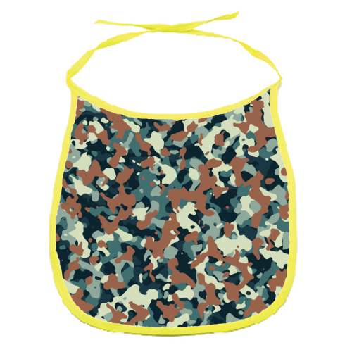 blue brown camo pattern - funny baby bib by Anastasios Konstantinidis
