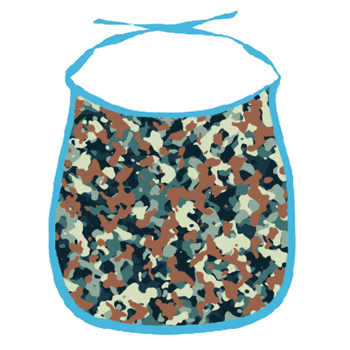 blue brown camo pattern - funny baby bib by Anastasios Konstantinidis
