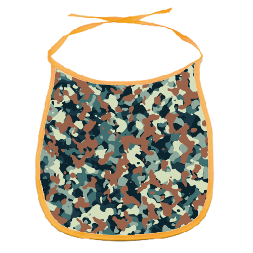 blue brown camo pattern - funny baby bib by Anastasios Konstantinidis