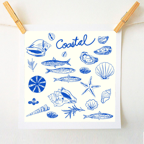 Blue Coastal Escape Minimalist - A1 - A4 art print by EZbie