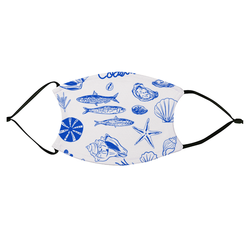 Blue Coastal Escape Minimalist - face cover mask by EZbie