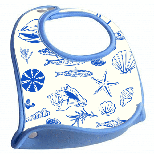 Blue Coastal Escape Minimalist - feeding bib by EZbie