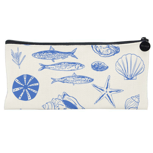 Blue Coastal Escape Minimalist - flat pencil case by EZbie