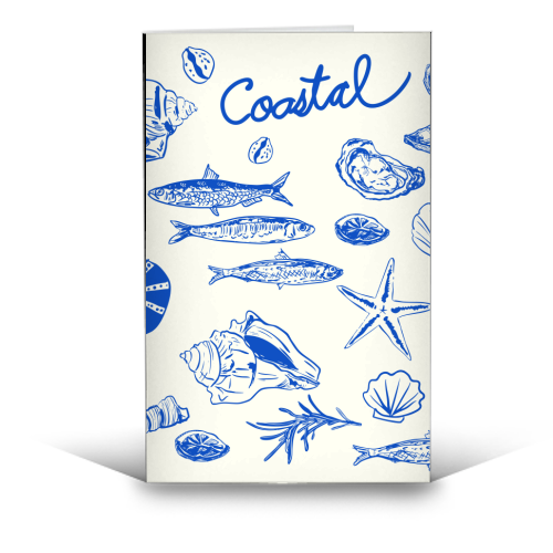 Blue Coastal Escape Minimalist - funny greeting card by EZbie