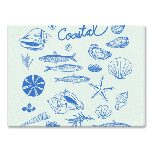 Blue Coastal Escape Minimalist - glass chopping board by EZbie