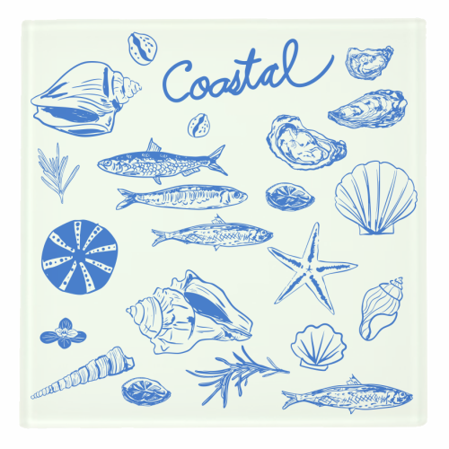 Blue Coastal Escape Minimalist - personalised beer coaster by EZbie